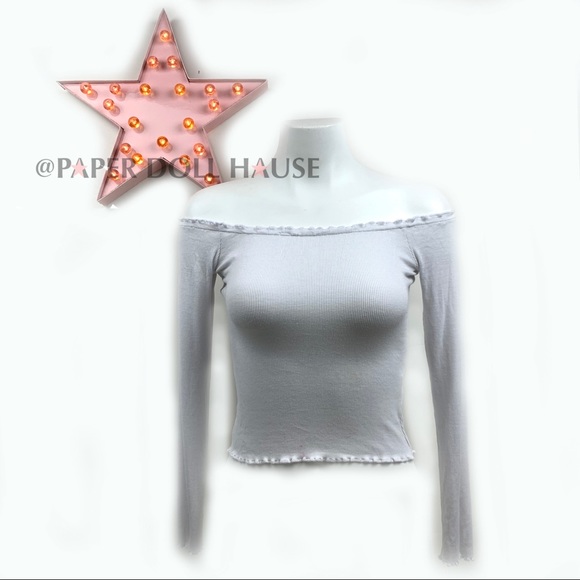 Garage Tops - GARAGE Off the Shoulder Ruffle Long Sleeve Top S